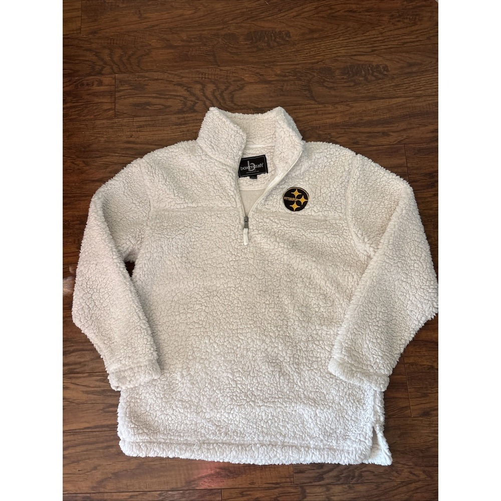 Boxercraft Women's Half Zip Fuzzy Sherpa Fleece 1/2 zip large cream